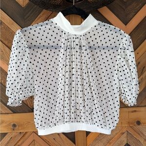 Sheer Polka Dot Crop Top - White and Black